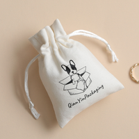 Pochette à bijoux en coton avec cordon de serrage, impression par sublimation, logo personnalisé, petit sac en toile de coton