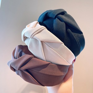 Usine vente chaude Top qualité élégant bandeau cheveux accessoires pur coloré Extra large tissu noeud bandeau pour les femmes - Product Image 1