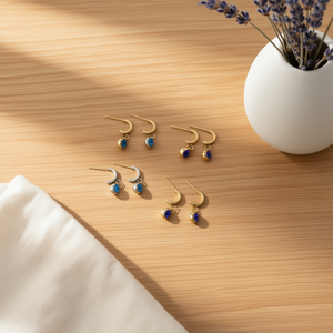 Pendientes y aretes de acero inoxidable con circonita azul, 6 pares, joyería hecha a mano para mujer, accesorios de moda - Product Image 3