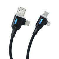 Câble de charge rapide 23 en 2 avec écran LED, câble de charge multi USB 60W, cordon de chargeur multiple pour iPhone/Android/tablettes