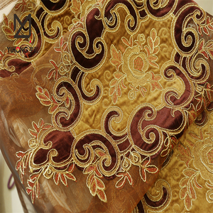 Venta al por mayor diseño especial de lujo estilo europeo trabajo a mano 3D bordado transparente gasa cinta encaje cortina telas - Product Image 5