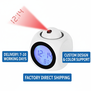 Nuevo Reloj <span class=keywords><strong>Despertador</strong></span> Digital Multifuncional con Proyección LED en Inglés, Función de Voz, Plástico, Funciona con Batería, Electrónico - Product Image 2
