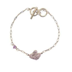Fashion Charm <b>Bracelet</b> 316L Stainless Steel PVD Gold Plating Swan Pendant With Pink <b>Crystals</b> For Women - Product Image 1