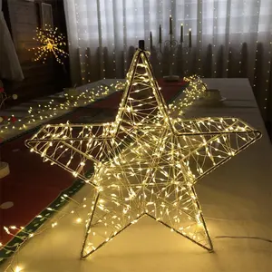 Stella con struttura in ferro fatta a mano all'ingrosso con mini luci a led per interni esterni impermeabili cortile casa festa decorazione natalizia