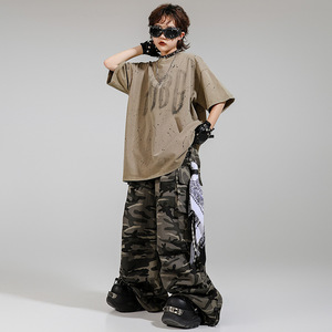 Ropa de Actuación de Baile Callejero para Niños, Traje de Camuflaje, Ropa Moderna, Estilo Retro Americano Hiphop - Product Image 2