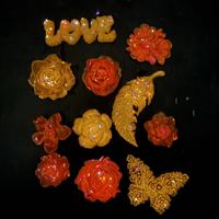 [Collection Dorée Styles Mixtes] Aimant de réfrigérateur lumineux en résine plastique, motif luciole, fait main, pour bijoux DIY, rose