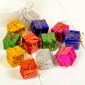 S4 Aluminio Metálico Envuelto Adornos Cajas de Decoración Árbol de Navidad Decoraciones Colgantes Navidad Brillante Mini Cajas Adornos - Product Image 4