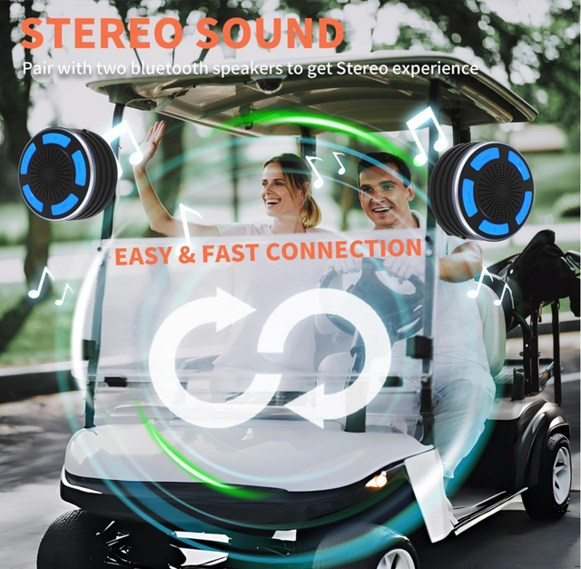 Pro Deep Bass IP67 Waterproof TWS Speaker RGB LED Lighting Magnetic Golf Push Cart Trainer Wireless Mobile Phones