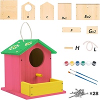 Kit de nichoir en bois pour adulte Artisanat de menuiserie en plein air Peinture libre Arts Comprend des pinceaux de peinture pour jardin suspendu