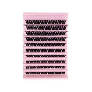 New Handmade C D Curl Segment DIY <b>Cluster</b> <b>Lashes</b> Private Label Extension Eyelash Super Matter Black Black Cotton Band Smoothest - Product Image 3