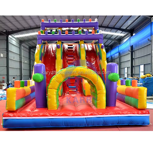 Khối Xây Dựng Thương mại bơm hơi lớn bị trả lại ướt và khô trượt lớn trượt bơm hơi cho trẻ em cho thuê với hai Slide - Product Image 3