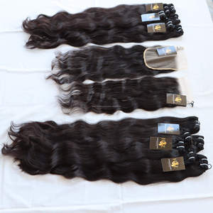 Vente en gros de paquets de cheveux humains indiens vierges avec fermeture en dentelle, cuticules brésiliennes vierges en vison alignées - Product Image 2