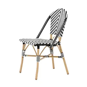 Cadeira de jantar empilhável de vime para restaurantes ao ar livre, café, jardim, varanda, em plástico, em cores personalizadas de alta qualidade