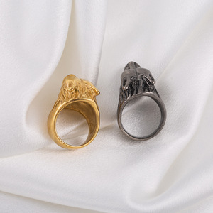 Yunnique – bague tête de loup en acier titane métallique, Design Animal 3D pour hommes, bijoux cadeau - Product Image 4