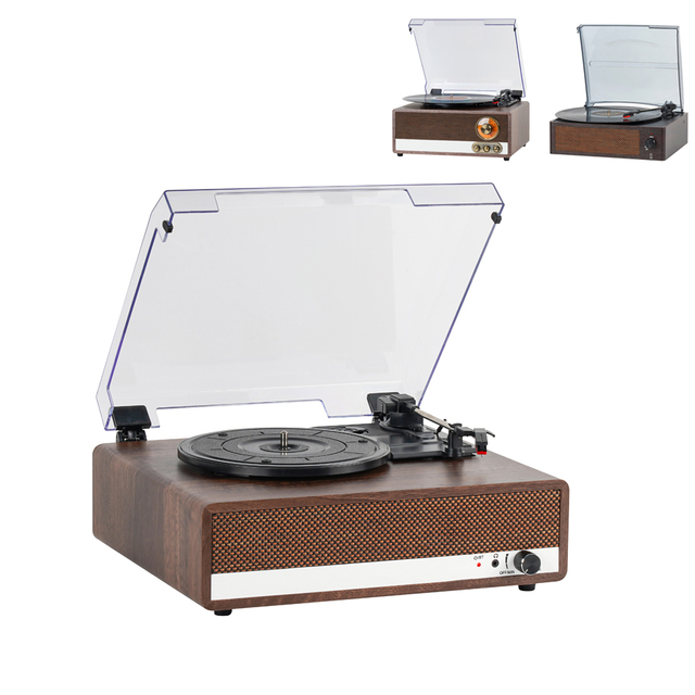Customized 3 Wooden Style Retro Vinyl Record Player With BT Portable Music System USB SD FM Radio LP Turntable Player Wholesale