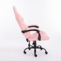 Chaise de bureau ergonomique moderne en cuir rose pour adulte, dossier haut inclinable, chaise de jeu réglable OEM