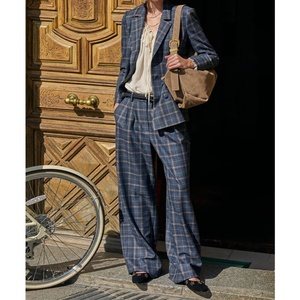 Pantalones a cuadros con corte acampanado Y2K para mujer, pantalones de pierna ancha con cremallera, pantalones casuales de una pieza para mujer - Product Image 1