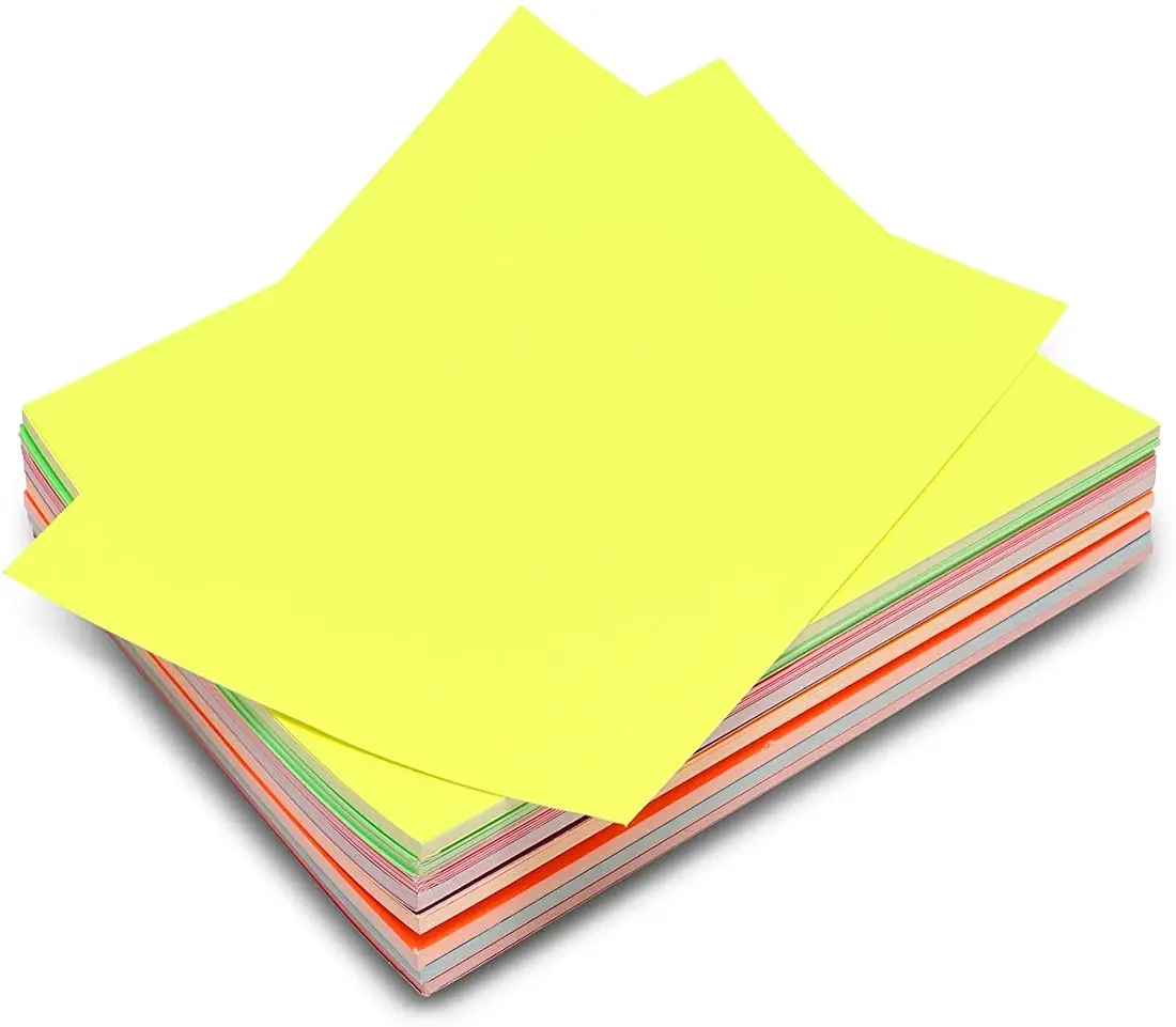 थोक शिल्प के लिए A4 आकार फ्लोरोसेंट गत्ता मोटी नीयन रंग कार्ड पोस्टर बोर्ड एक तरफ फ्लोरोसेंट Cardstock कागज