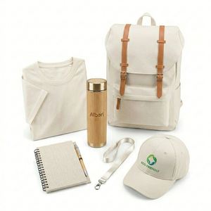 2026 Customized Eco-Friendly Promotional Gift Set Reusable <b>Canvas</b> Backpack with Bamboo Tumbler Notebook Corporate Gift Pack - Product Image 4