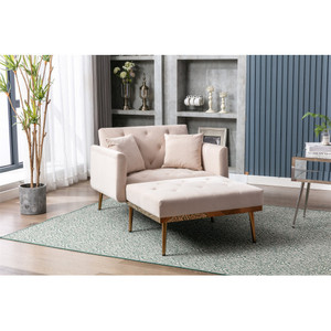 COOLMORE-silla moderna con marco de madera para sala de estar, Sillón relajante de terciopelo con estilo de ocio - Product Image 2