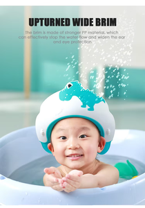 Casque de <span class=keywords><strong>douche</strong></span> bébé dinosaure réglable, protection pour le lavage des cheveux des tout-petits, chapeau de bain imperméable avec protection des oreilles - Product Image 5