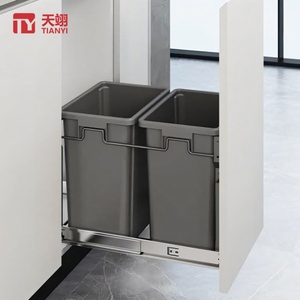 Modern Design Factory Kitchen Cabinet Hardware Soft Close System Double Plastic <b>Bins</b> <b>Pull</b>-<b>Out</b> Design Protective Covers Included - Product Image 5