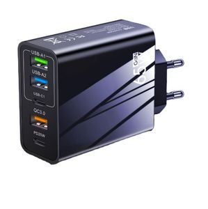 ปลั๊กไฟติดผนังแบบเร็ว 65W พร้อมปลั๊ก UK EU US รองรับ QC3.0 PD 20W Type C สำหรับชาร์จ iPhone 11 12 13 14 - Product Image 1