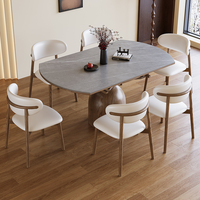 Ensemble de table à manger extensible de style moderne avec pieds en bois pour la maison, la cour, l'hôtel, fabriqué en pierre frittée, écologique et durable