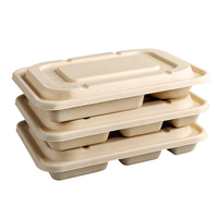 Boîte à lunch jetable écologique, 5 et 6 compartiments, emballage à emporter