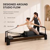 Lit de Pilates en bois commercial, équipement d'entraînement professionnel pour studio, résistance à ressort réglable, entraînement polyvalent