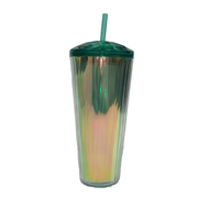 Bouteille d'eau en plastique texturé de 600 ml avec couvercle à paille rabattable, sans BPA, qualité alimentaire, double paille, tasse portable – Vente en gros