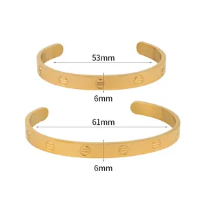 New Chic High Polished Gold Brand Designer Bracelets Waterproof Jewelry Stainless Steel Eternity Wide Band Cuff Bangle Bracelet