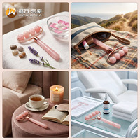 Jiwan Lejia – Rouleau de massage en pierre de quartz rose naturel personnalisable avec logo, pour le soin de la peau, anti-âge, lifting du visage et blanchiment – Vente en gros