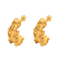 Boucles d'oreilles créoles ondulées et froissées tendance Gaovo, en acier inoxydable plaqué or 18 carats, résistantes au ternissement, bijoux de mode pour femmes, vente en gros