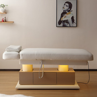Lit de beauté électrique haut de gamme avec chauffage, rangement, lumière LED USB pour salon de beauté, spa, clinique, fabricant en gros