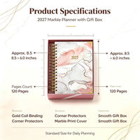 Carnet de notes/journal quotidien A6 à spirale, reliure cousue, couverture rigide en PVC, impression UV, 136 feuilles, idéal pour un cadeau