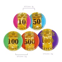Jetons de casino personnalisés YH Plaques de poker en acrylique de luxe Jeu de jetons de poker en acrylique de casino à 3 couches