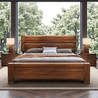 Lits en bois de taille king avec tiroirs pour chambre principale, prix de gros, style moderne minimaliste, bord arrondi, artisanat anti-collision
