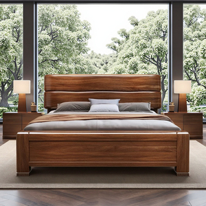 Lits en bois <span class=keywords><strong>de</strong></span> taille king avec tiroirs pour chambre principale, <span class=keywords><strong>prix</strong></span> <span class=keywords><strong>de</strong></span> gros, style moderne minimaliste, bord arrondi, artisanat anti-collision - Product Image 2