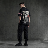 T-shirt Homme T09 MINFAN en Gros 100% Coton Manches Courtes Coupe Boxy Imprimé Graphique Décontracté Streetwear Rétro Respirant