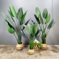 Décoration végétale personnalisée, feuilles de bananier artificielles tropicales, plante artificielle, arbre de 120 à 220 cm, pot en plastique noir léger