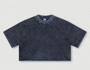 เสื้อยืดผู้หญิงทรงสลิมฟิต ตัดสั้น แต่งยับ สไตล์วินเทจ ผ้าคอตตอน 100% หนานุ่ม พิมพ์โลโก้ตามสั่ง - Product Image 3