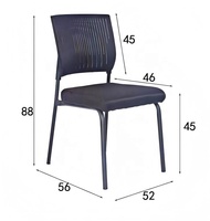 Chaise de salle d'attente en plastique PP noir pour bureau, école, hôpital, clinique, bibliothèque, réception, visiteurs