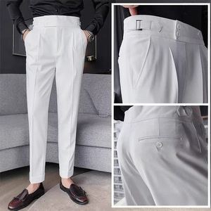 <span class=keywords><strong>Pantaloni</strong></span> Napoli da <span class=keywords><strong>Uomo</strong></span> <span class=keywords><strong>Slim</strong></span> <span class=keywords><strong>Fit</strong></span> alla Caviglia, Stile Retrò Autunnale, Vita Alta, Tinta Unita, Gamba Dritta, Casual Business - Product Image 2