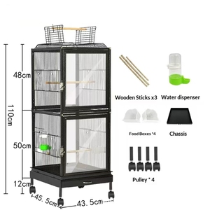 Bird Cage With Aluminum Alloy Base Luxury Large Parrot Cage With Metal House Boxed Packaging - Product Image 3
