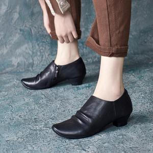 Nouvelles Bottines Chukka pour Femme en Cuir de Vachette, Style Britannique Élégant, à Bout Rond, à Lacets, Talon Plat, Collection Automne - Product Image 3