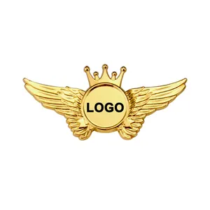 Direto Da Fábrica Atacado De Alta Qualidade Avião Asas De Lapela Pin Personalizado 3D Metal Banhado A Ouro Wing Badge