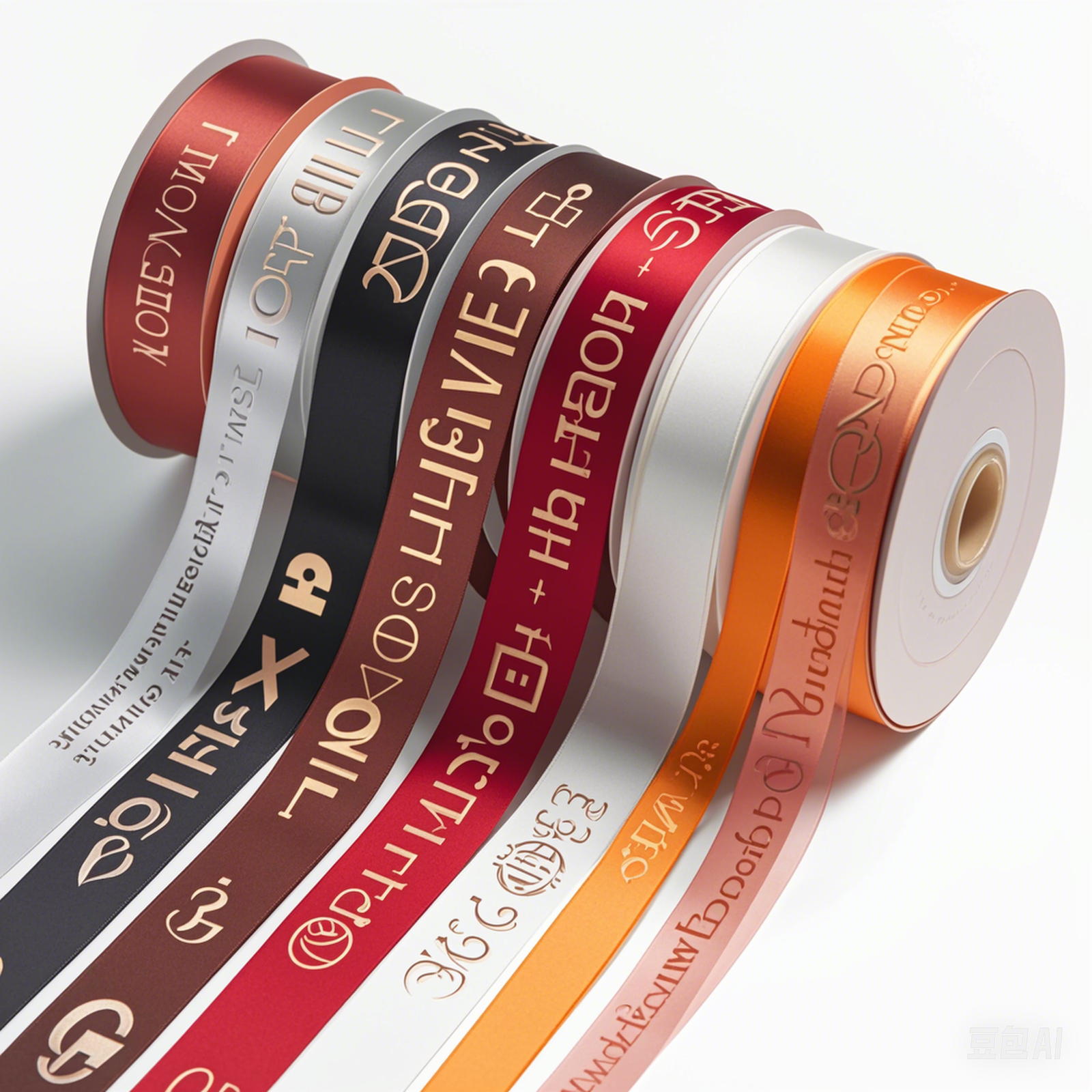 Customized Satin Ribbon Gold Foil Logo Christmas Wire Edge Grosgrain Ribbon Polyester for Weddings