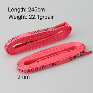 Lacets plats de haute qualité pour baskets, en polyester rouge et kaki de 245 cm de long, avec logo personnalisé imprimé en usine, 10 mm - Product Image 3