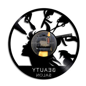 Ingrosso 12 pollici orologio <span class=keywords><strong>da</strong></span> <span class=keywords><strong>parete</strong></span> decorazione <span class=keywords><strong>salone</strong></span> di bellezza decorazione in vinile nero 3D decorazione moderna orologio <span class=keywords><strong>da</strong></span> <span class=keywords><strong>parete</strong></span> con luci a LED - Product Image 3